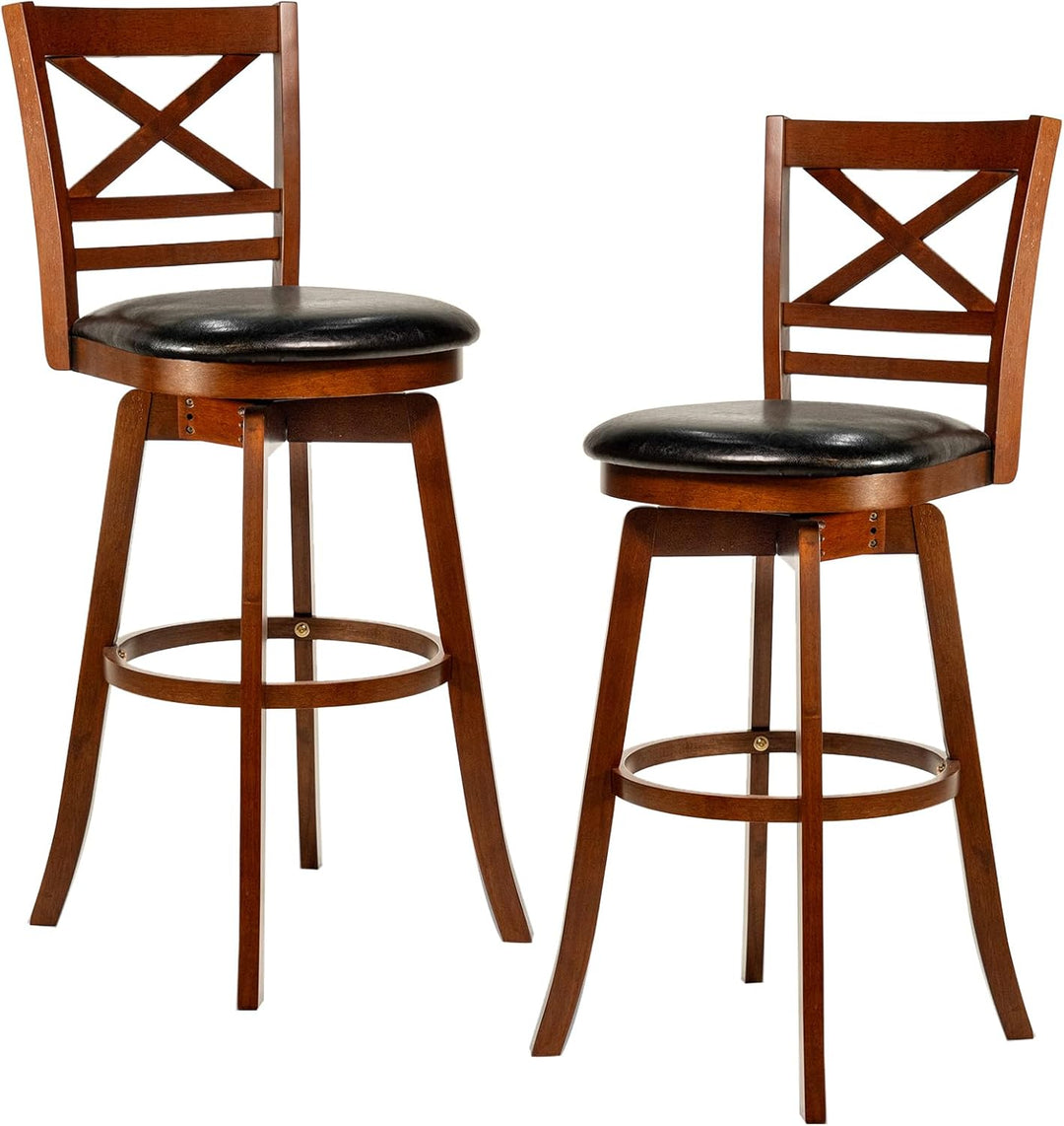 Giantex 30.5 Inch Bar Height Chairs Stools Set of 2/4 with PU Faux Leather Upholstered Seat