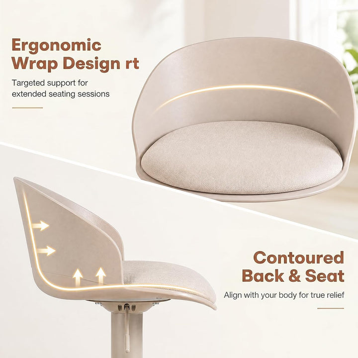 GIANTEX Swivel Bar Stools Linen Fabric Bar Chairs