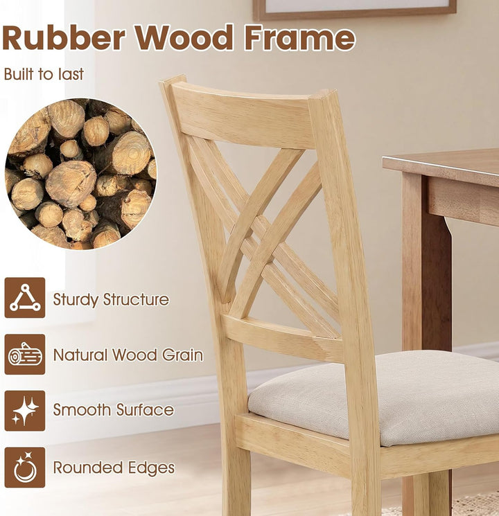 GIANTEX Wood Dining Chairs Farmhouse X-Back Kitchen Chairs