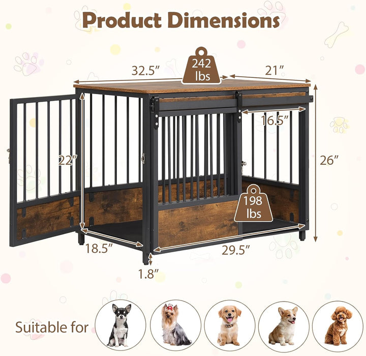 GIANTEX Dog Crate Furniture with 2 Doors