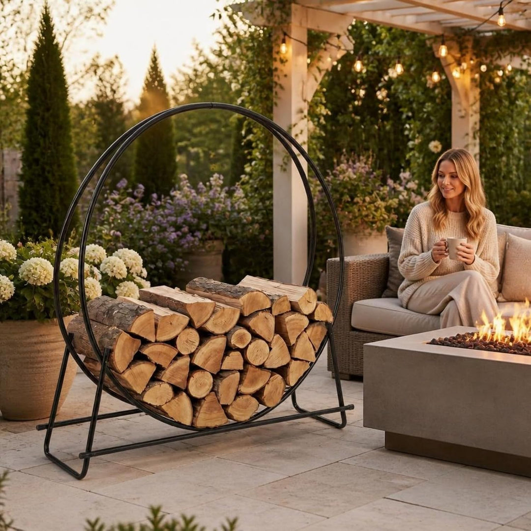 GIANTEX 45" Firewood Rack Outdoor, 485 LBS Heavy-Duty Round Firewood Holder
