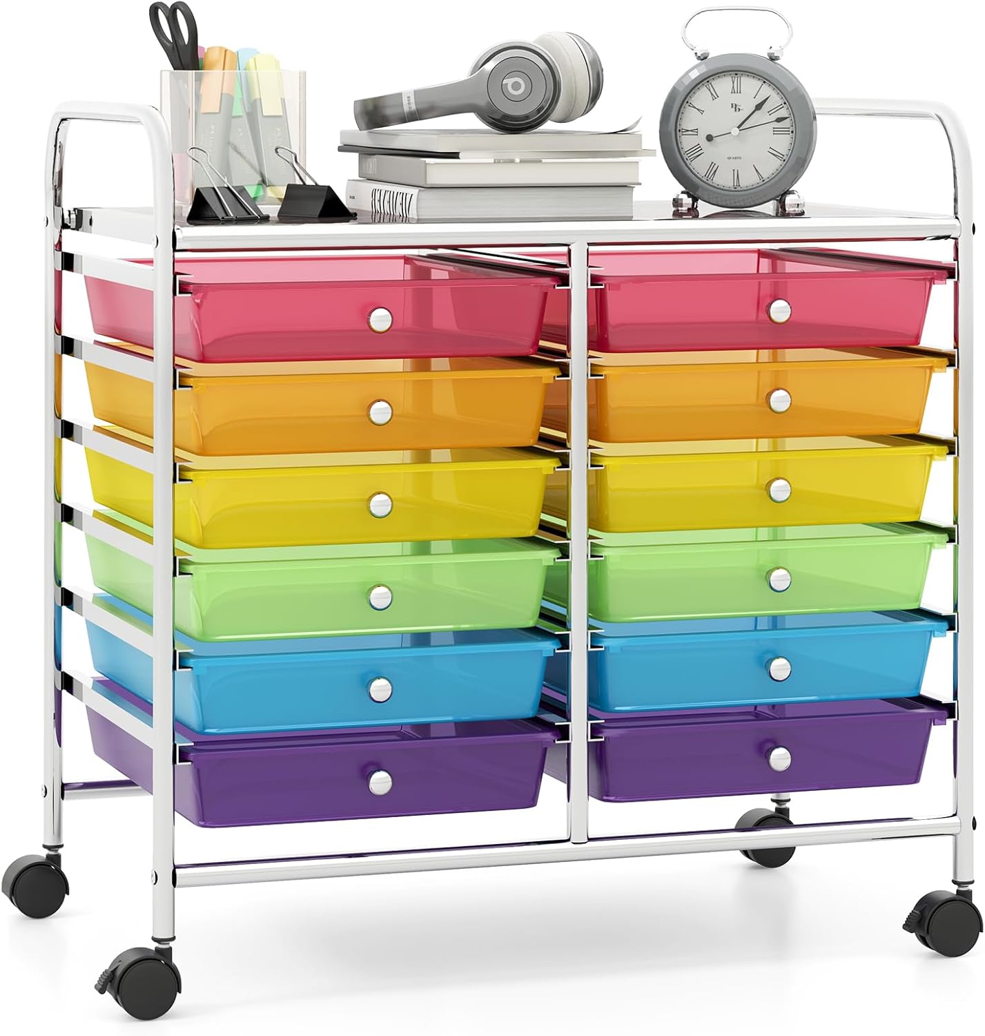 12 Drawers Rolling Cart for Office School Supplies - 25” x 15” x 24.5”