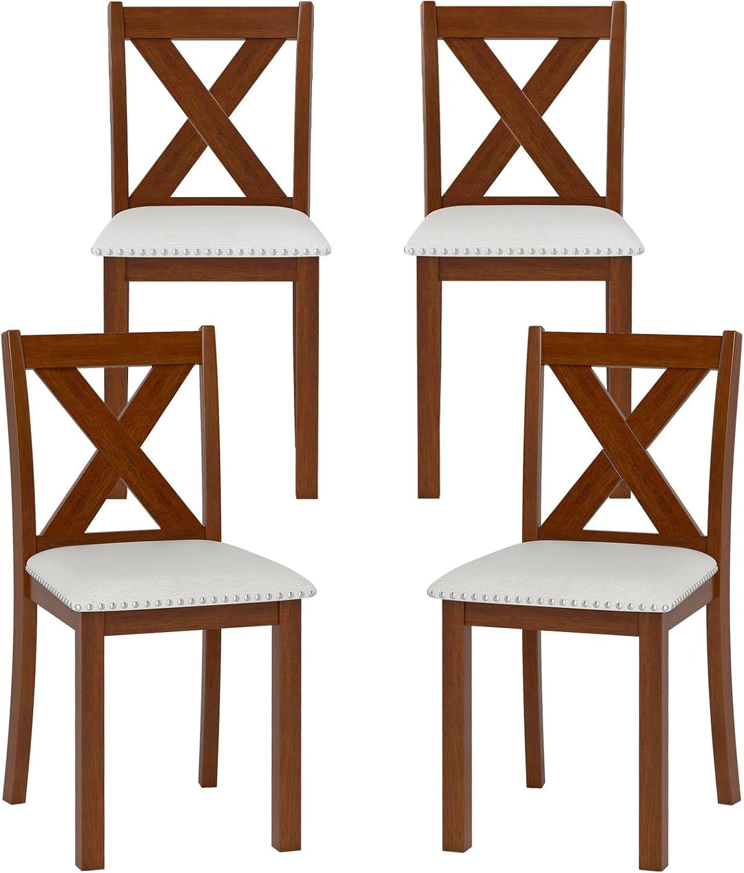 Giantex Wooden Dining Chair Set of 2/4 with Padded Seat and Curved Back