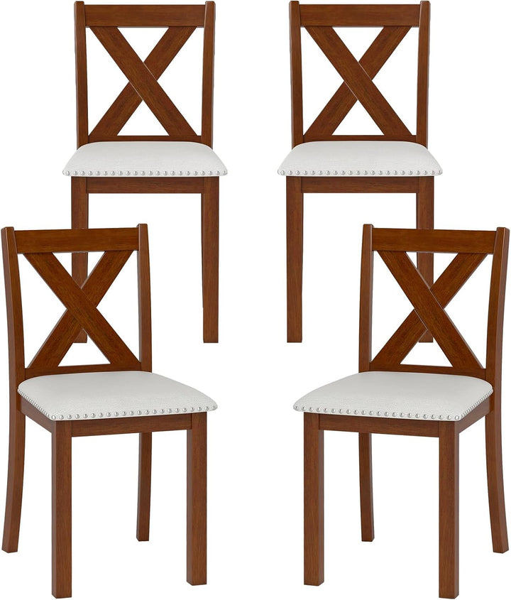 Giantex Wooden Dining Chair Set of 2/4 with Padded Seat and Curved Back