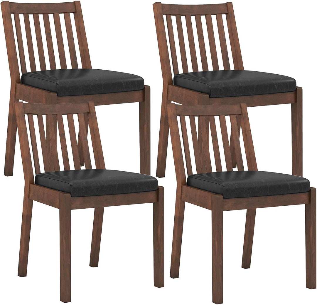 Giantex PU Leather Upholstered Kitchen Chairs w/Rubber Wood Frame Padded Seat