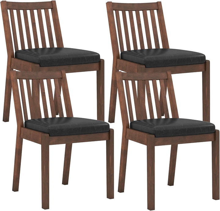 Giantex PU Leather Upholstered Kitchen Chairs w/Rubber Wood Frame Padded Seat