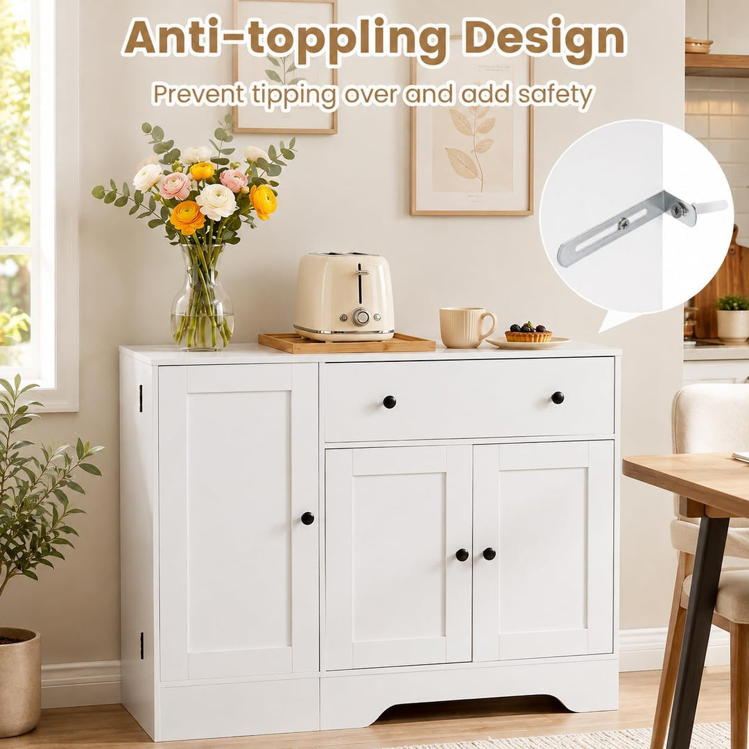 GIANTEX 41.5" Sideboard Buffet Cabinet with 3 Doors Drawer &amp; Storage Shelf