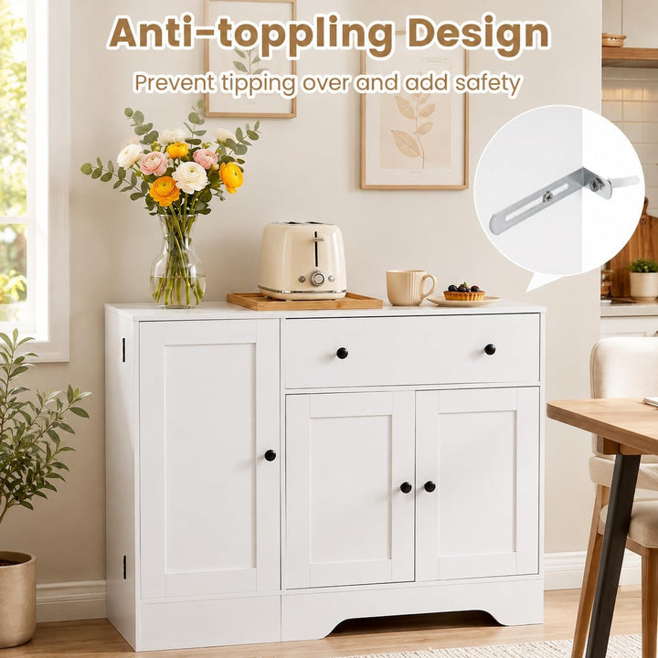 GIANTEX 41.5" Sideboard Buffet Cabinet with 3 Doors Drawer &amp; Storage Shelf