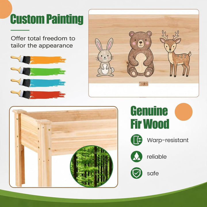 GIANTEX 47" Raised Garden Bed with Legs Elevated Fir Wood Planter