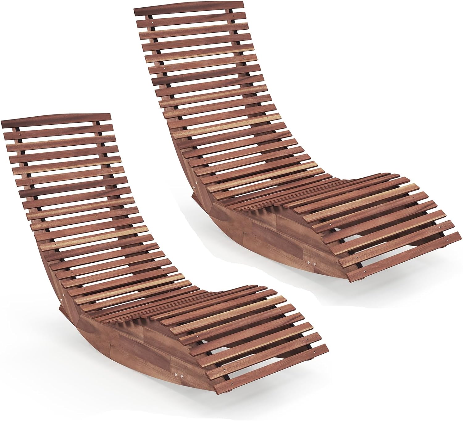 Giantex Outdoor Chaise Lounge Chair - Acacia Wood Outdoor Lounger, Patio Lounge Chair with Slatted Design