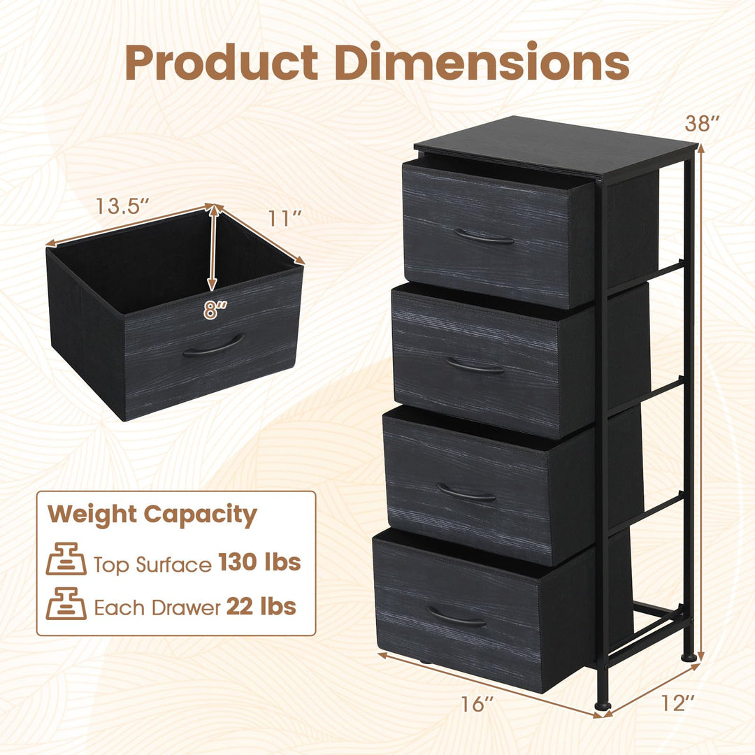 GIANTEX 3/4/5 Drawers Dresser Nightstand with Heavy-Duty Metal Frame