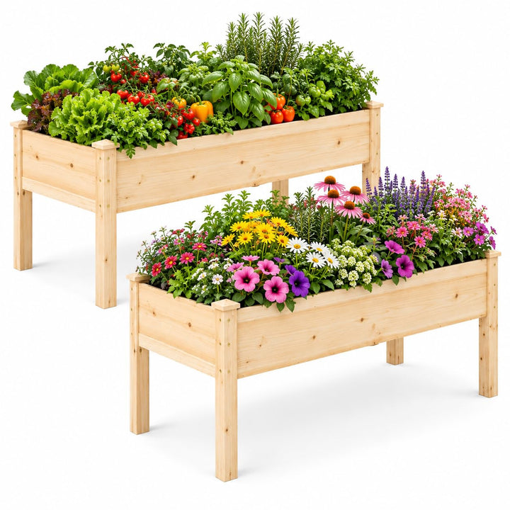 GIANTEX 48" Fir Wood Raised Garden Bed with Legs (1/2)