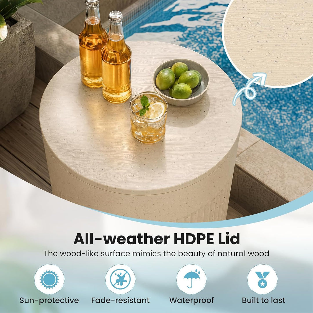 GIANTEX 3-in-1 Outdoor Ice Bucket &amp; Cooler Side Table with Storage