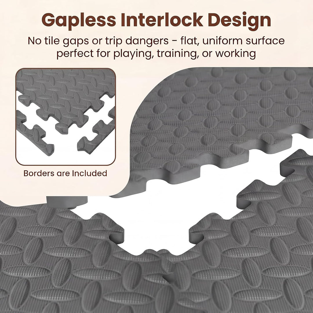 GIANTEX Interlocking Foam Tiles, EVA Foam Mats | 1/2 Inch Thick Puzzle Floor Tiles with Border Edge