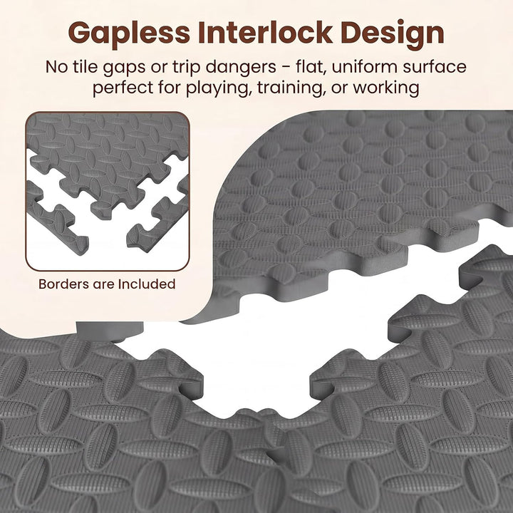 GIANTEX Interlocking Foam Tiles, EVA Foam Mats | 1/2 Inch Thick Puzzle Floor Tiles with Border Edge