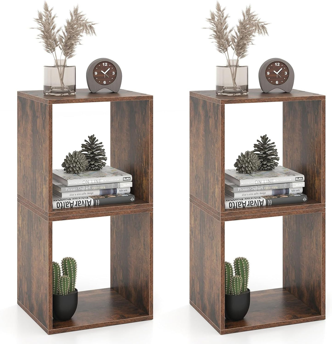 Giantex 2/4 Cube Bookshelf Organizer, 2-Tier Stackable Cube Storage Organizer