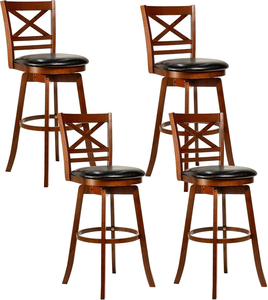 Giantex 30.5 Inch Bar Height Chairs Stools Set of 2/4 with PU Faux Leather Upholstered Seat