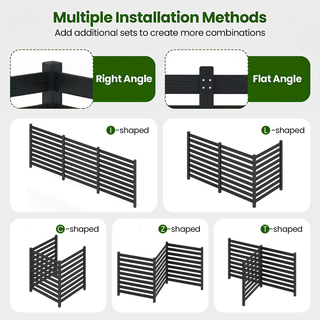 GIANTEX 42" No-Dig Slatted Outdoor Wood Privacy Screen (2/3/4)