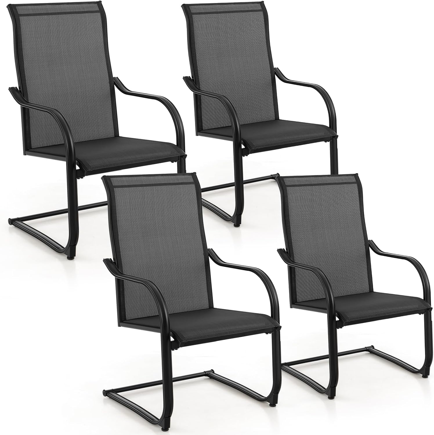 Giantex Patio Chairs, High Back Outdoor Chairs w/Sled Base, All Weather Fabric