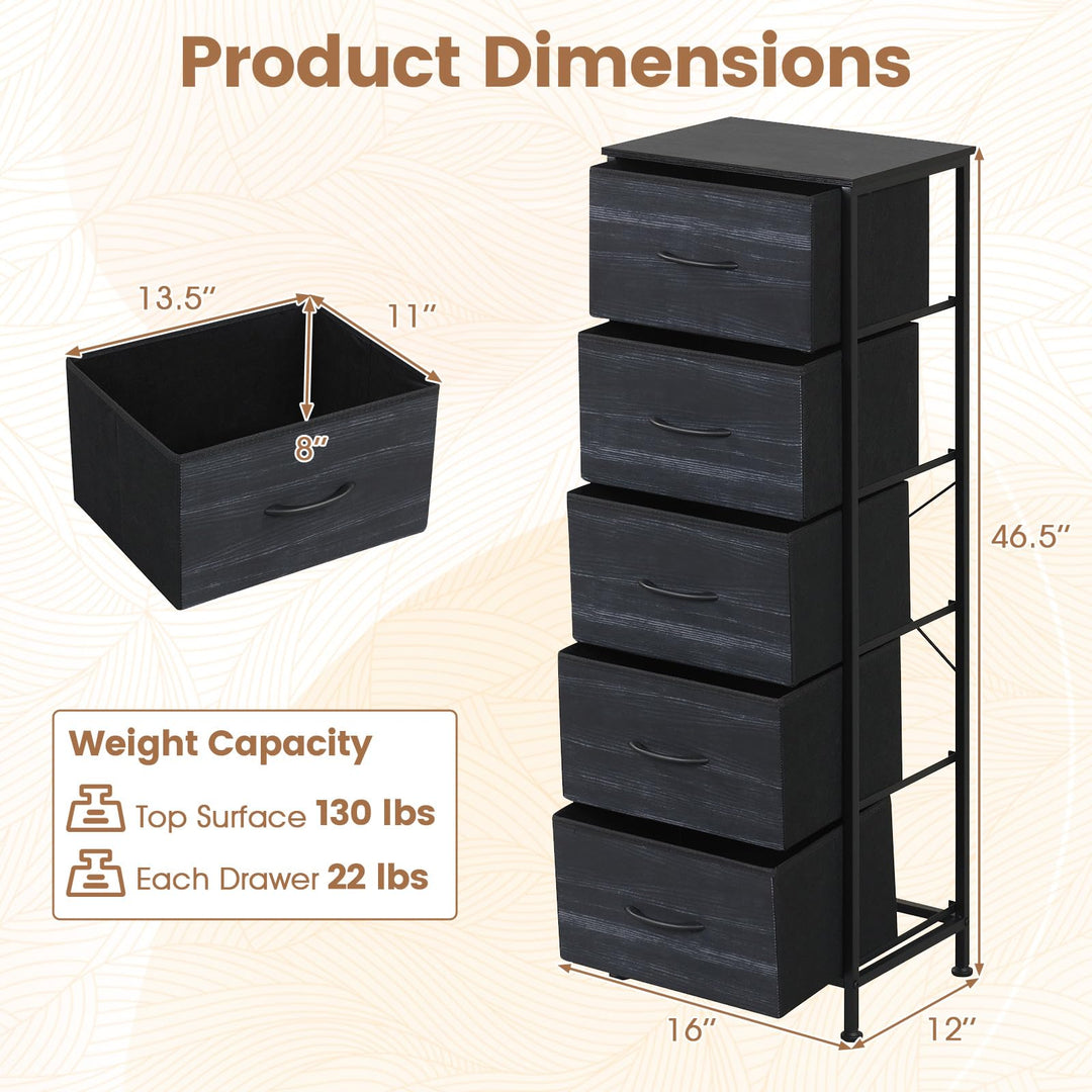 GIANTEX 3/4/5 Drawers Dresser Nightstand with Heavy-Duty Metal Frame