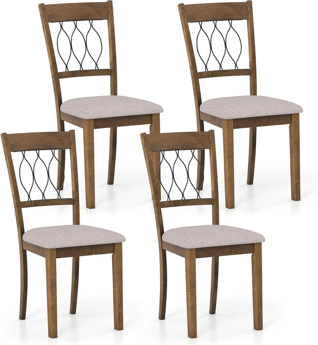 Giantex Dining Chairs Set of 2/4 Fabric Upholstered Armless Kitchen Chairs w/Hollowed Backrest