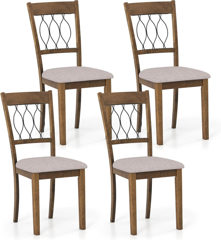 Giantex Dining Chairs Set of 2/4 Fabric Upholstered Armless Kitchen Chairs w/Hollowed Backrest
