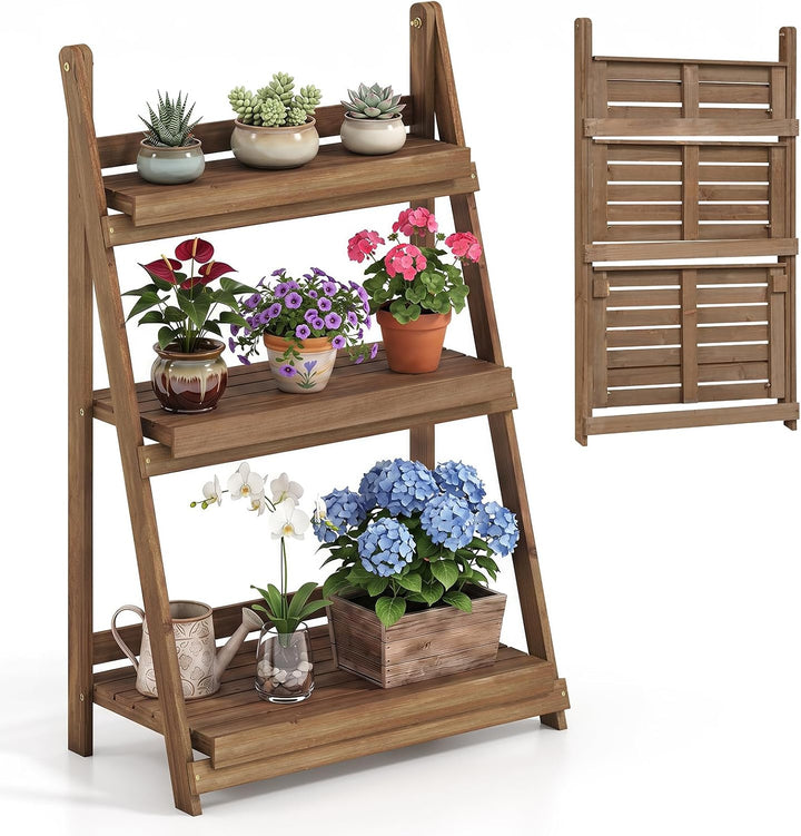 GIANTEX Foldable Wooden Plant Stand