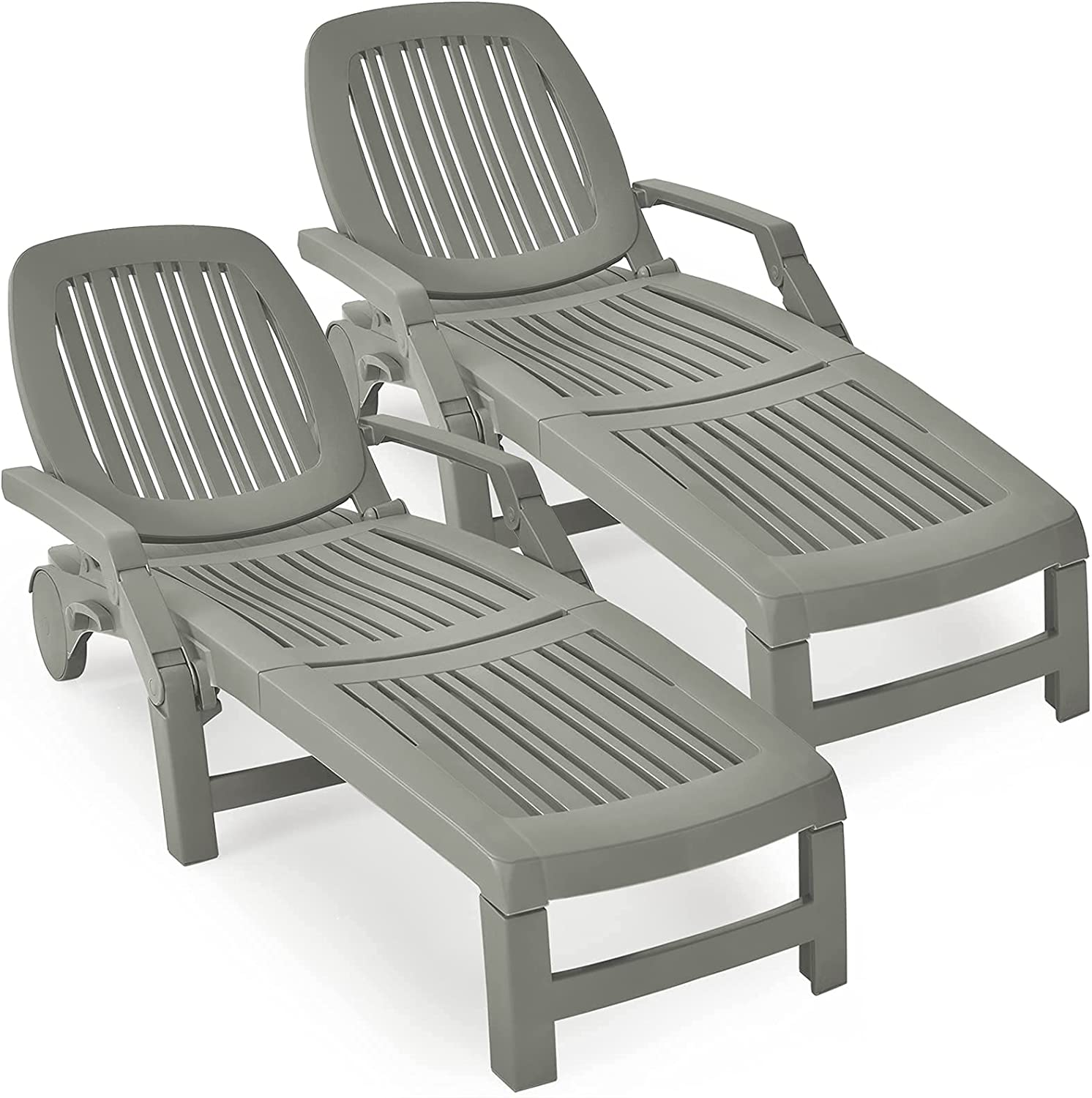 Chaise Lounge Outdoor,Foldable Sun Lounger with Wheels