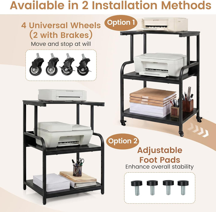 Giantex Rolling Printer Stand with Adjustable Storage Shelf