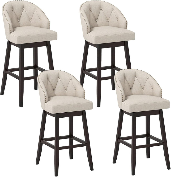 Giantex Modern Upholstered Bar Stools Set of 2/4, 31" Bar Height Swivel Kitchen Stools w/Button-Tufted Back