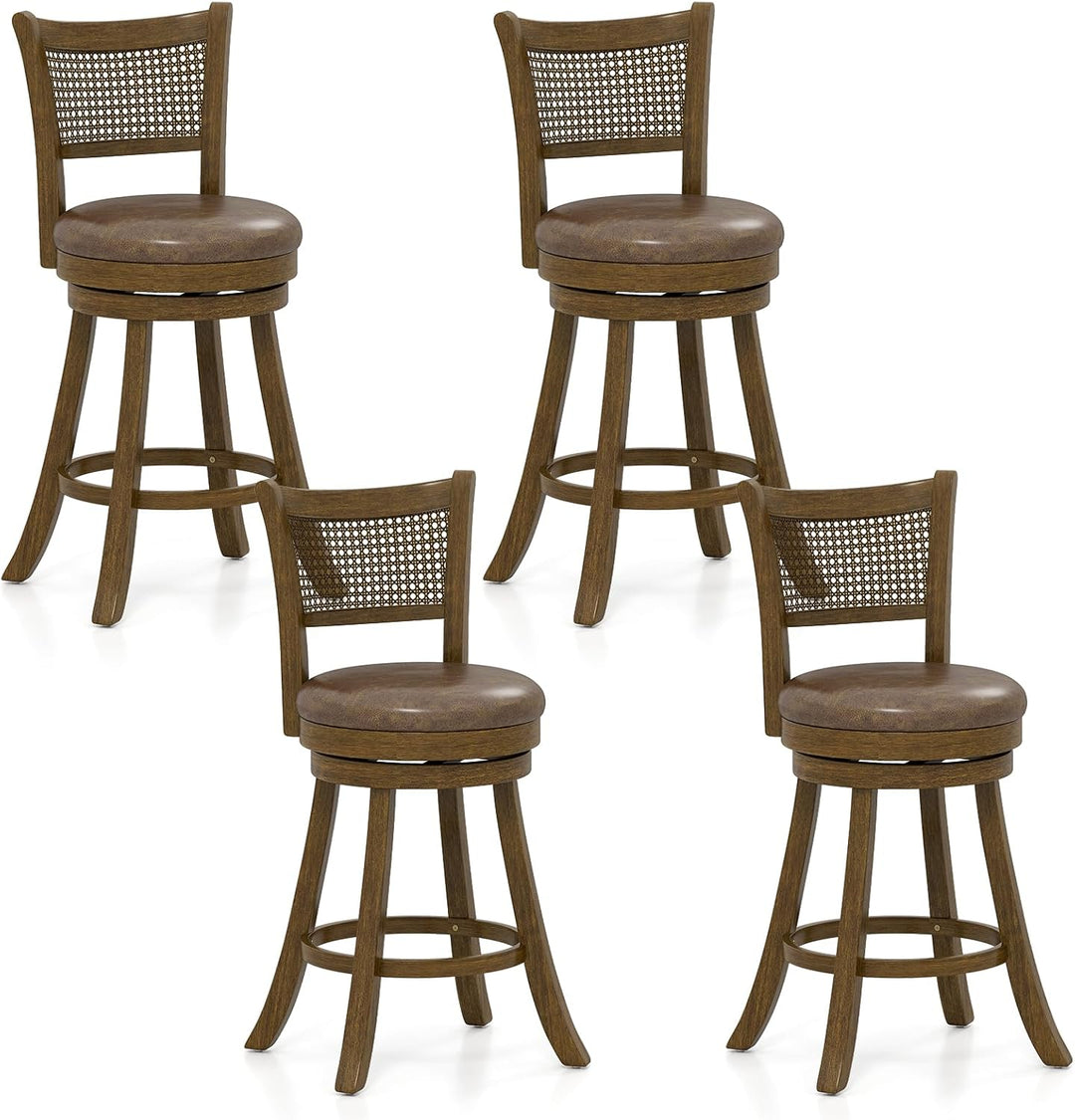 Giantex 25" Swivel Bar Stools Set of 2/4 with Footrest & Rubber Wood Frame