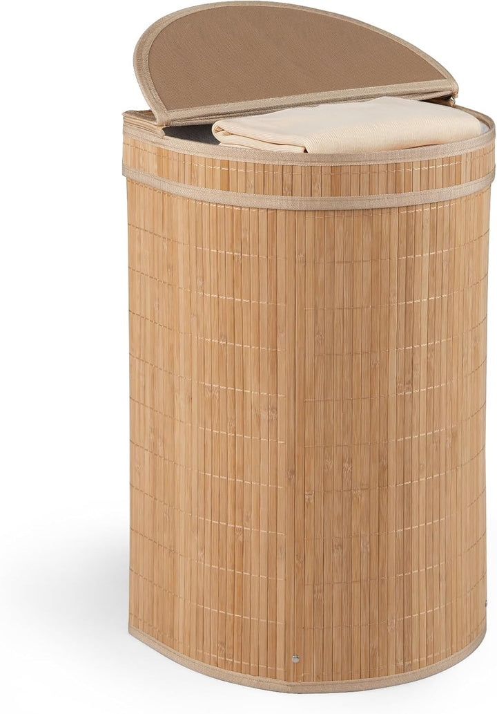 Giantex 16 Gal Bamboo Laundry Hamper with Zippered Lid