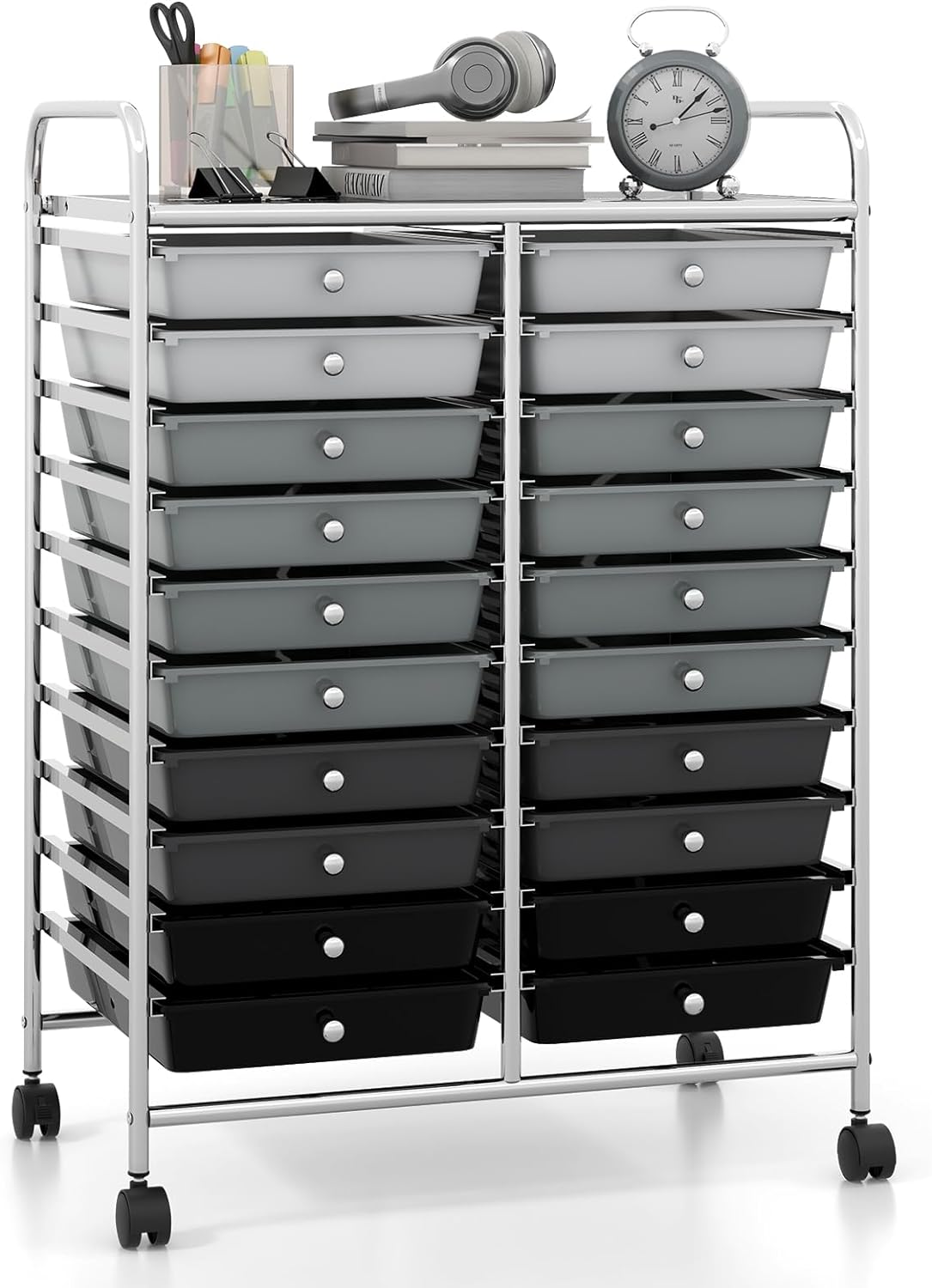 Giantex Storage Drawer Carts, 20-Drawer Organizer, Utility Cart on Wheels