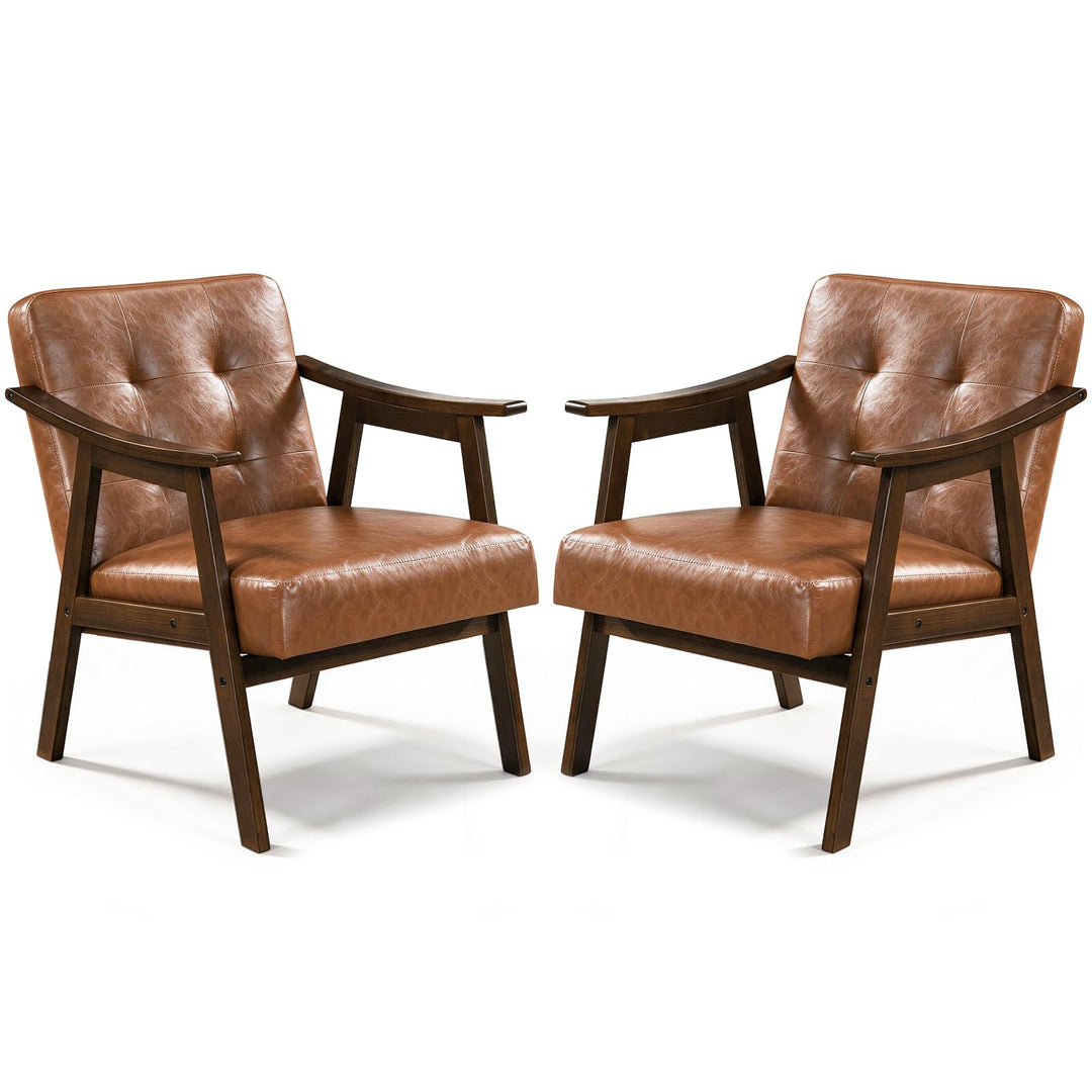 GIANTEX Faux Leather Accent Chair with Inclined Backrest (1/2)