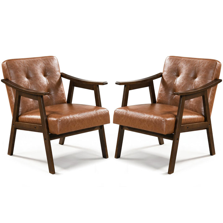 GIANTEX Faux Leather Accent Chair with Inclined Backrest (1/2)