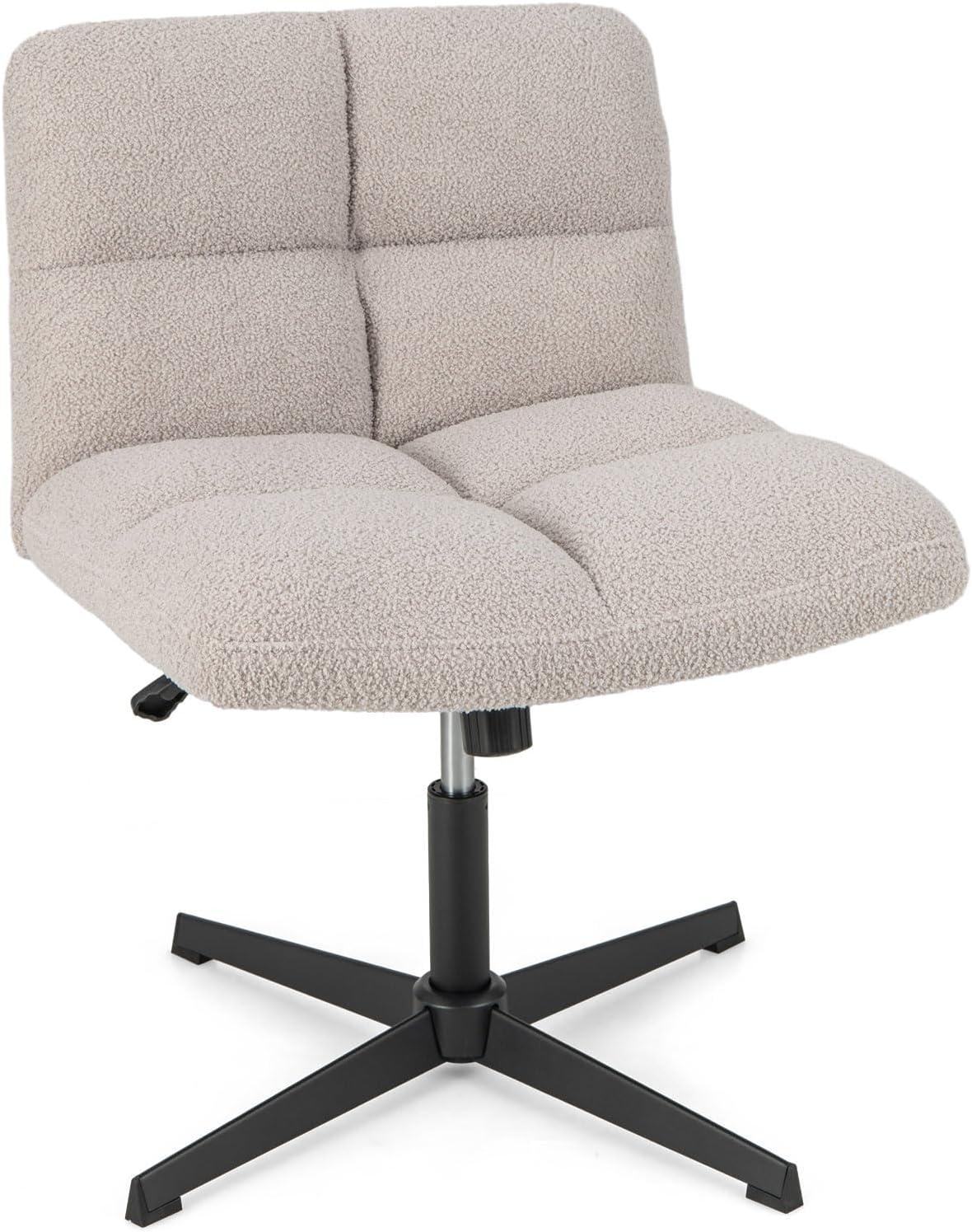 Giantex Cross Legged Office Chair, Faux Fur Armless Desk Chair with Wide Seat