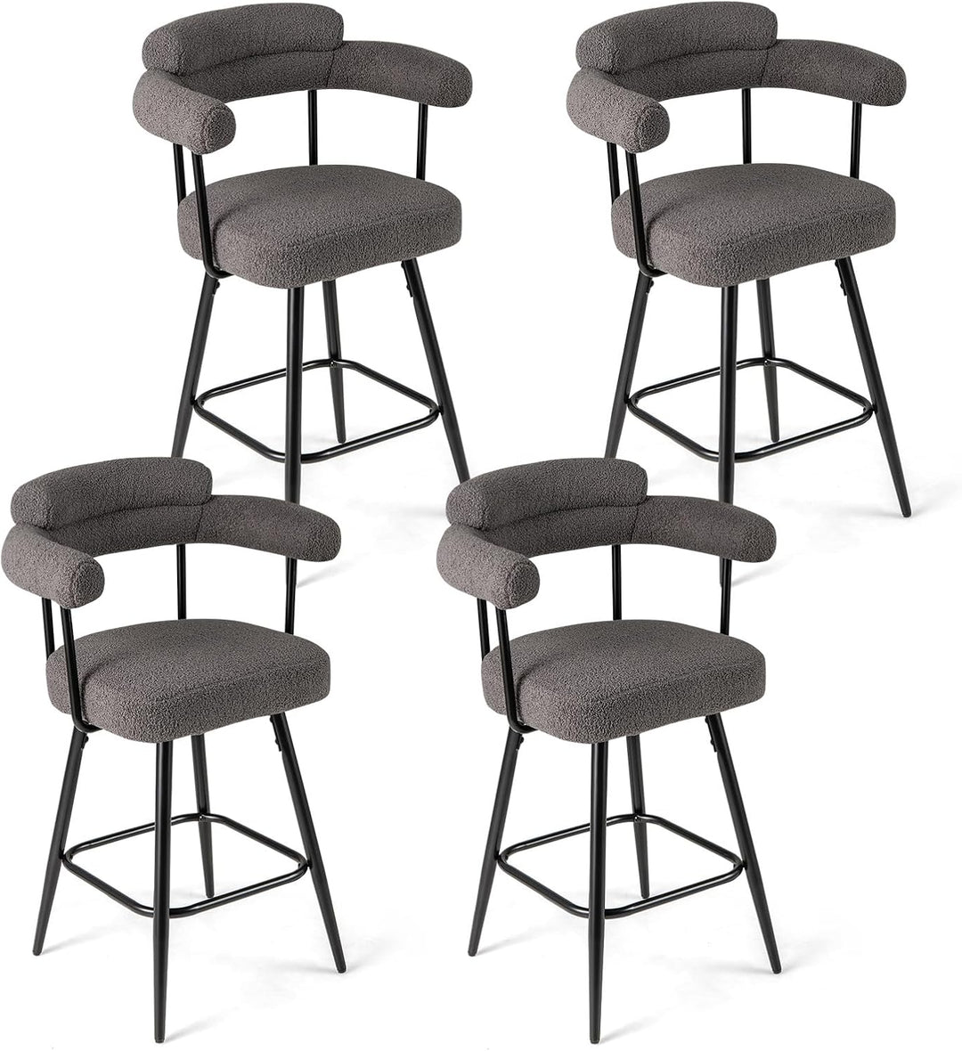 Giantex Swivel Bar Stool Set of 2/4 Counter Height Chairs with Curved Back and Arms