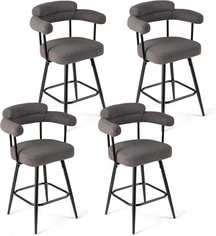 Giantex Swivel Bar Stool Set of 2/4 Counter Height Chairs with Curved Back and Arms