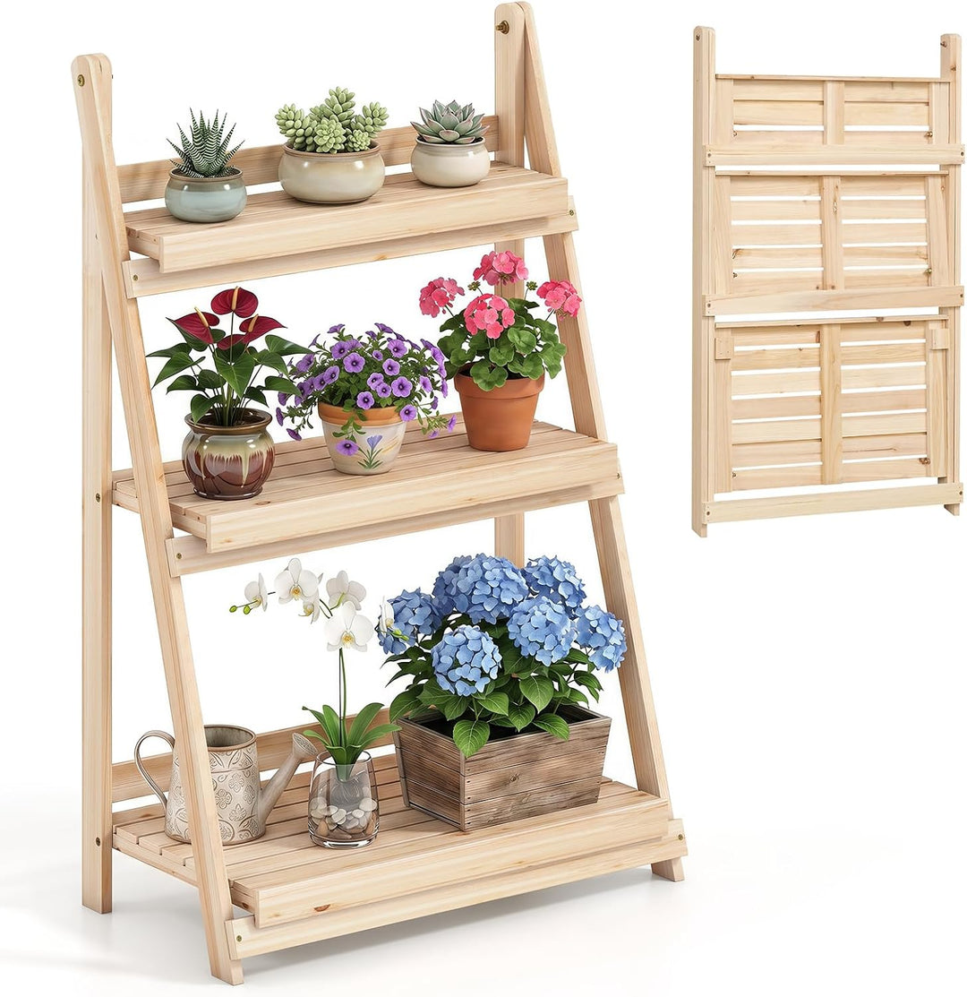 GIANTEX Foldable Wooden Plant Stand