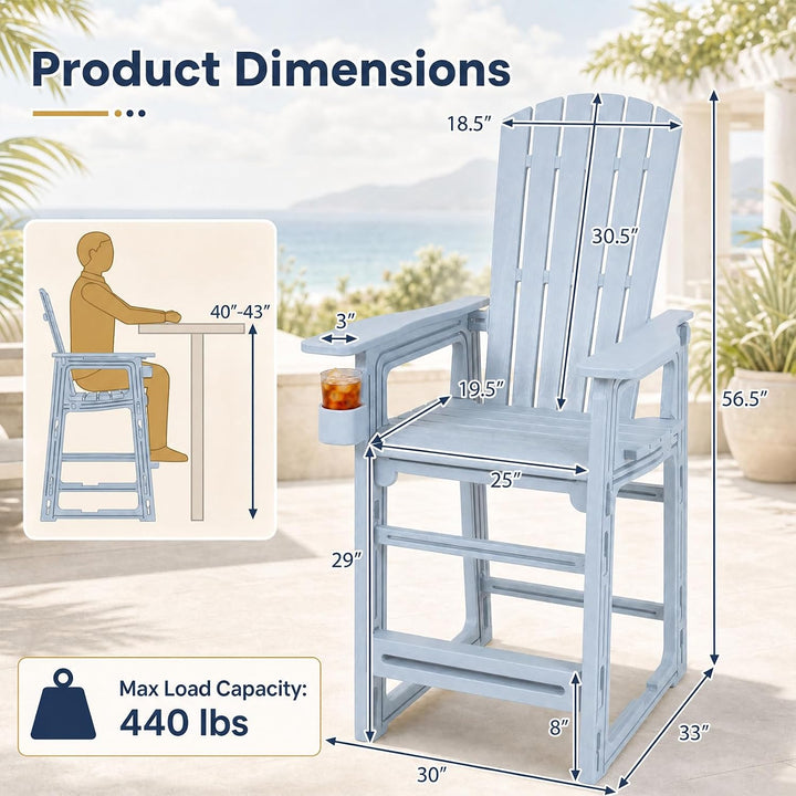 GIANTEX Outdoor Bar Stool 29 Inch Tall Adirondack Chair