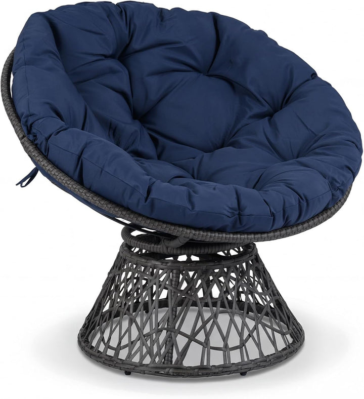 Giantex 360° Swivel Papasan Chair | Round Wicker Lounge Chair with Thick Cushion and Metal Frame