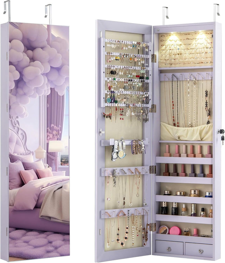 Giantex Wall Door Jewelry Armoire Cabinet with Full-Length Mirror