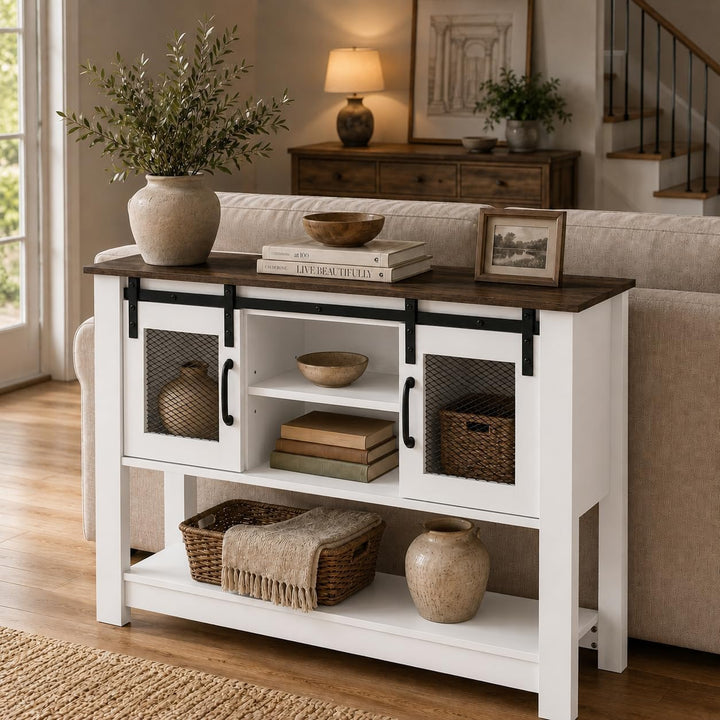 GIANTEX 40" Farmhouse Sideboard Buffet w/Sliding Barn Doors