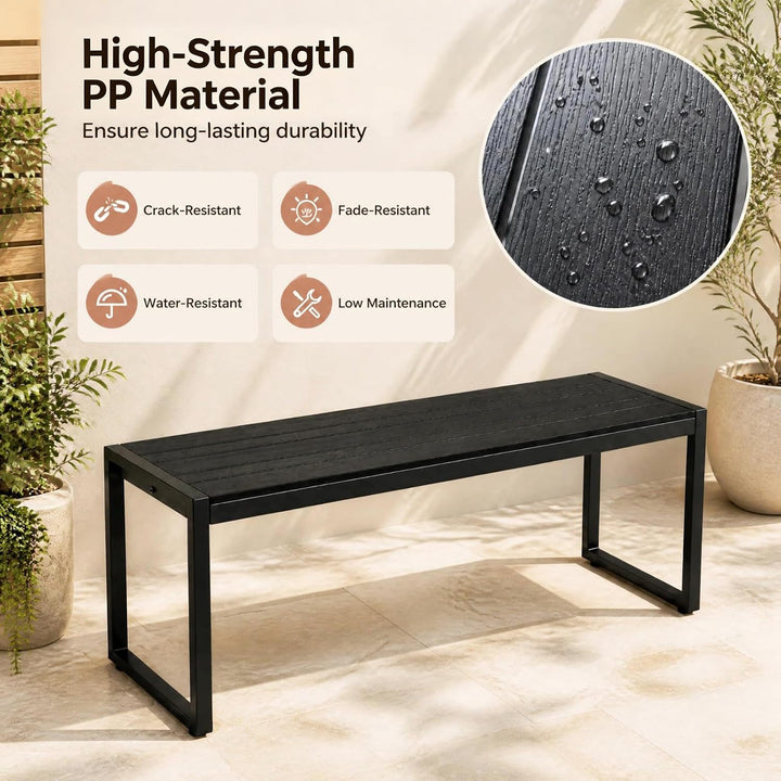 GIANTEX 48" Outdoor Bench, 2-3 Person Patio Dining Bench Backless