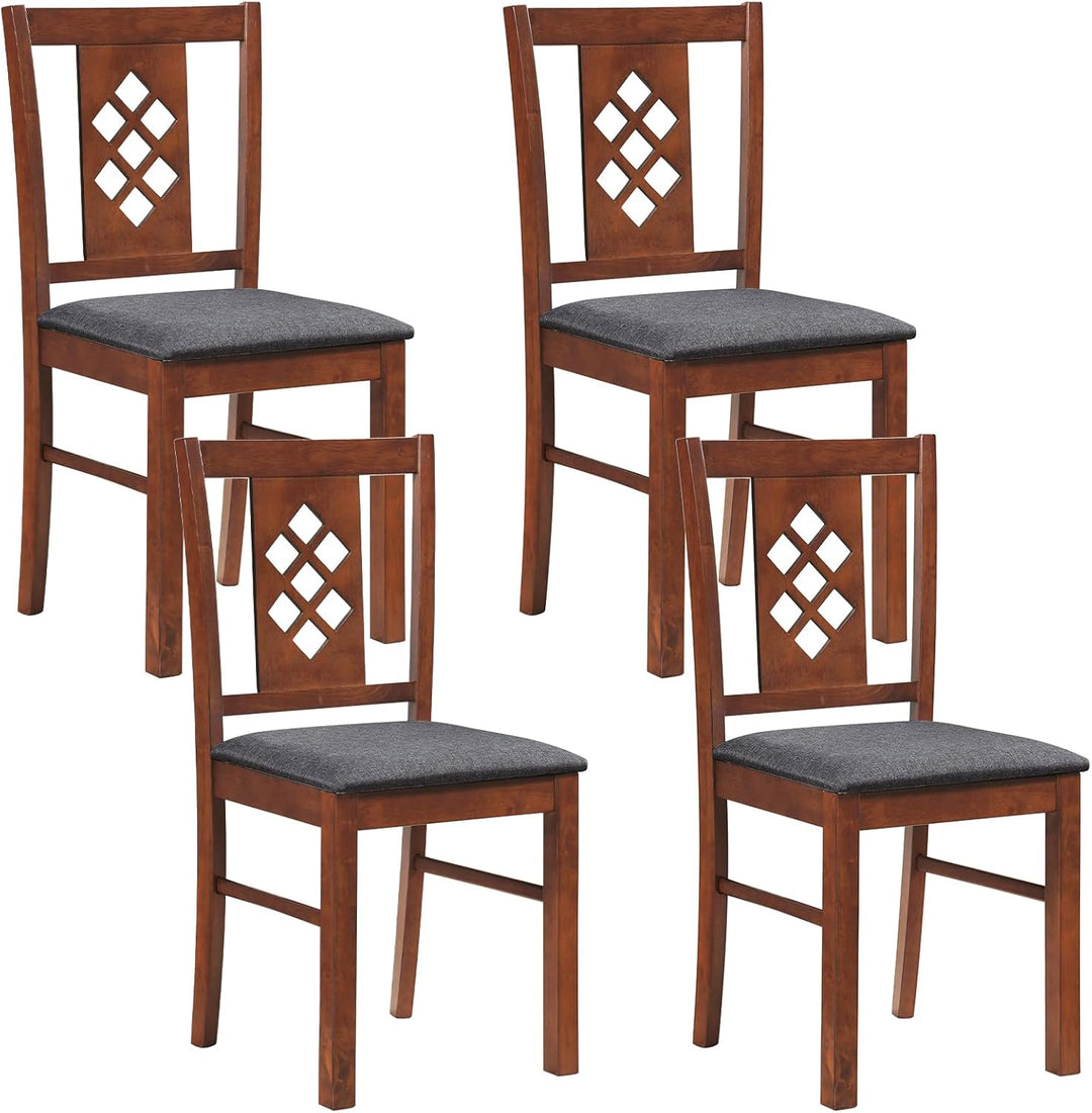 Giantex Wooden Upholstered Kitchen Chair with Elegant Diamond Back (2/4)