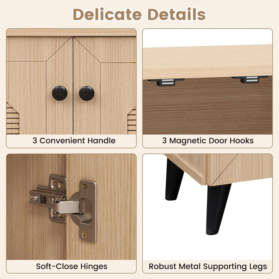 GIANTEX Geometric Shoe Cabinet with 3 Doors, 4-Tier Shoe Storage Cabinet