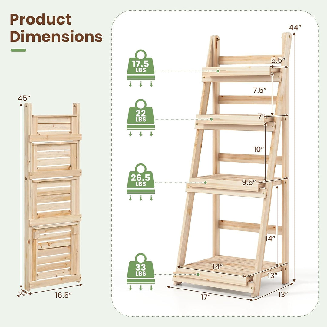GIANTEX Foldable Wooden Plant Stand