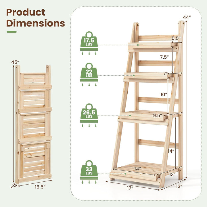 GIANTEX Foldable Wooden Plant Stand