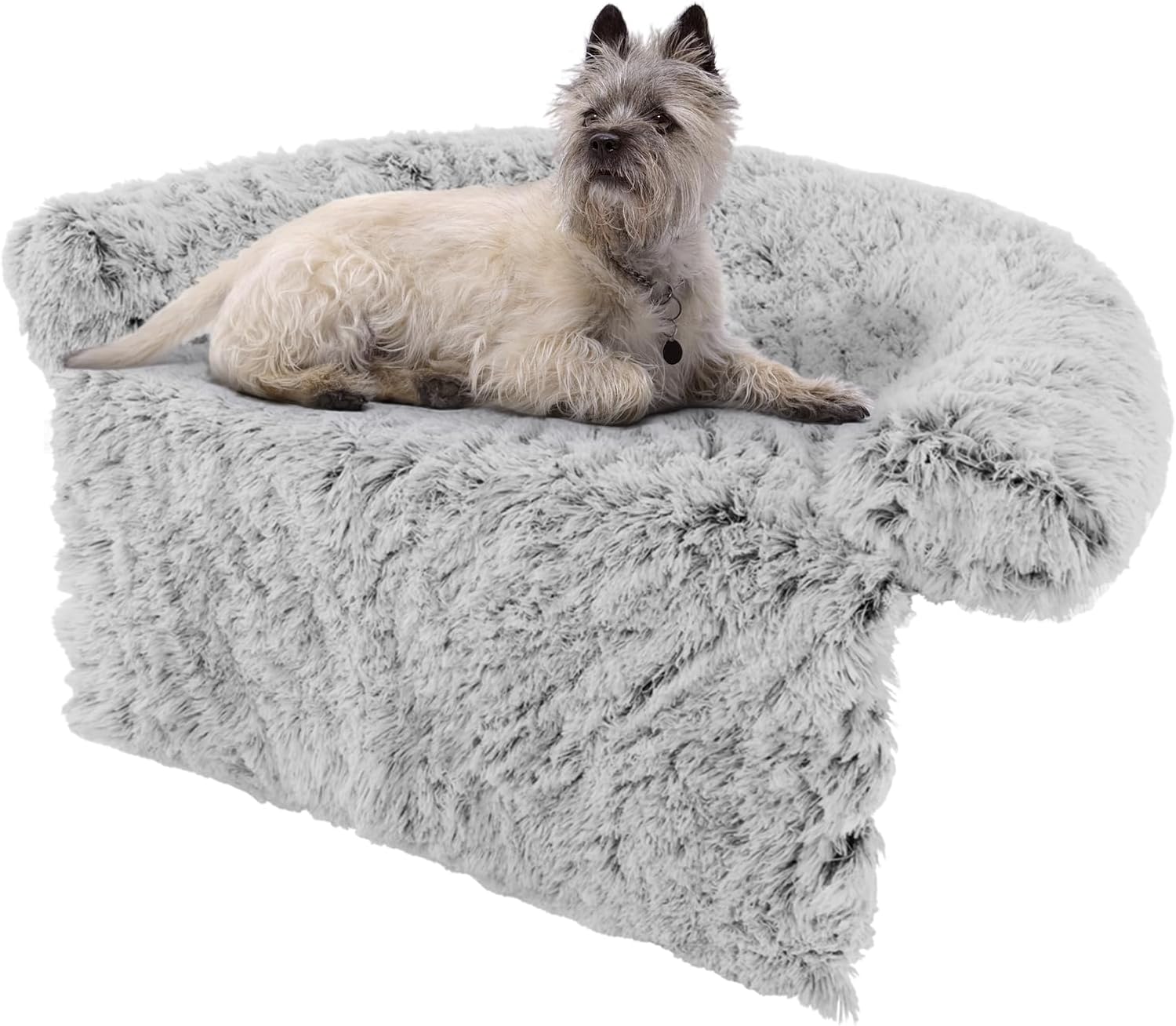 Giantex Calming Dog Bed - Fluffy Plush Pet Bed for Couch, Removable Washable Cover