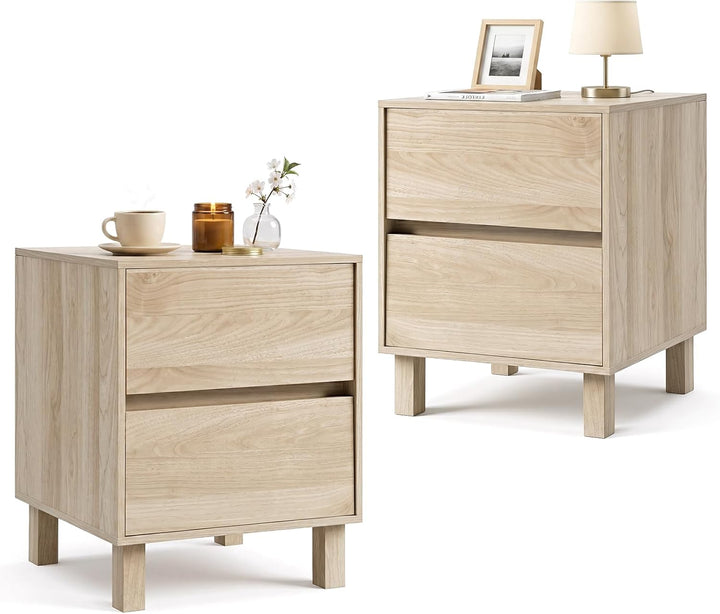 Giantex Modern Wood Night Stand w/2 Storage Drawers (1/2)